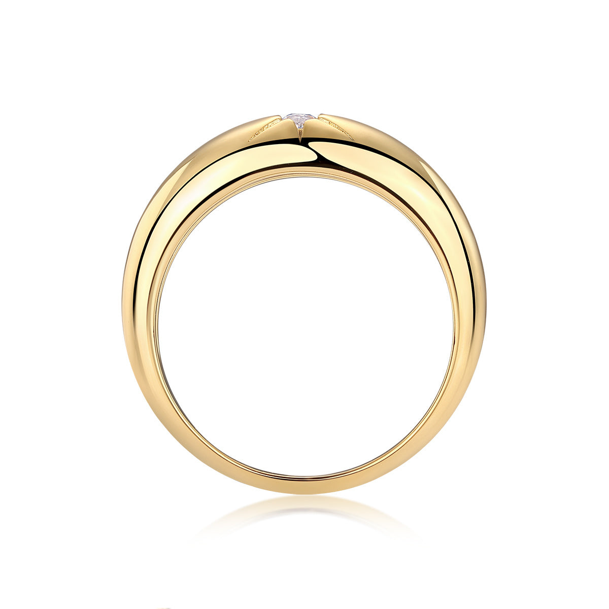 Eight-Point Star Radiance Ring – Gold Plated 925 Silver with Moissanite Center