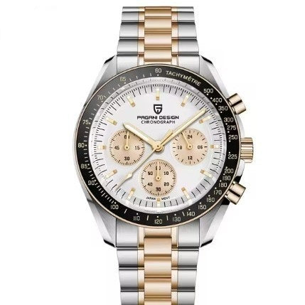 Luxury Multi-Function Black & Silver Men’s Watch – Waterproof Quartz Calendar Timepiece