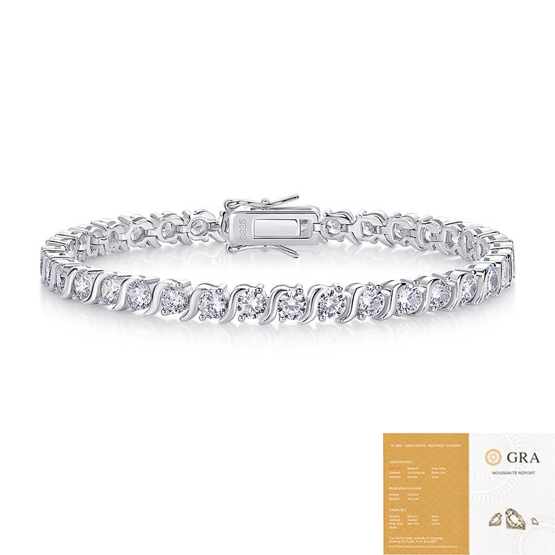 Elegant S925 Sterling Silver Tennis Bracelet – Luxury Women’s Jewelry with Certificate