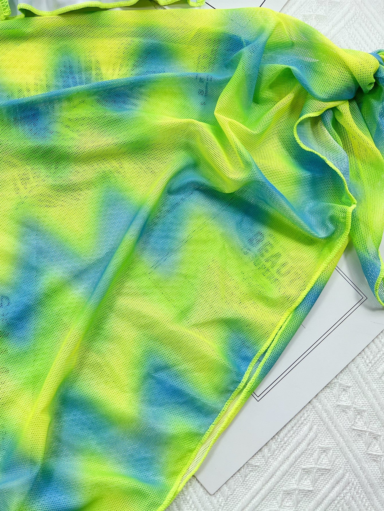 T&P NeonWave Tie-Dye Bikini – Neon Green & Blue 3-Piece Set