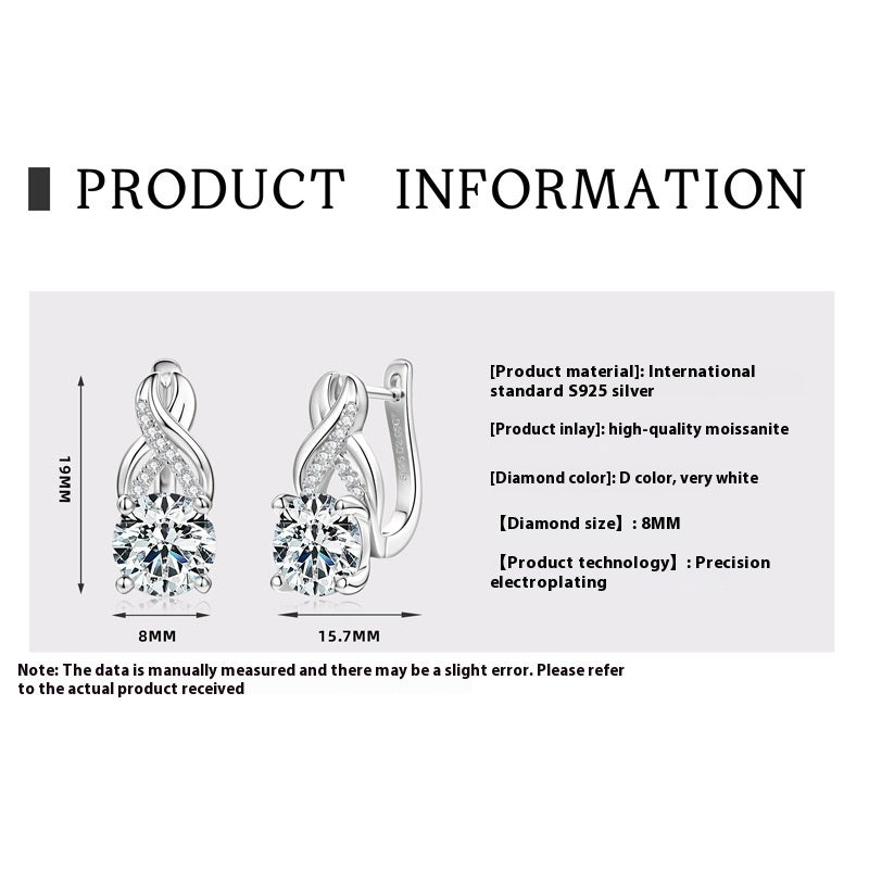 Moissanite Infinity Twist Earrings – 925 Sterling Silver Luxury Jewelry