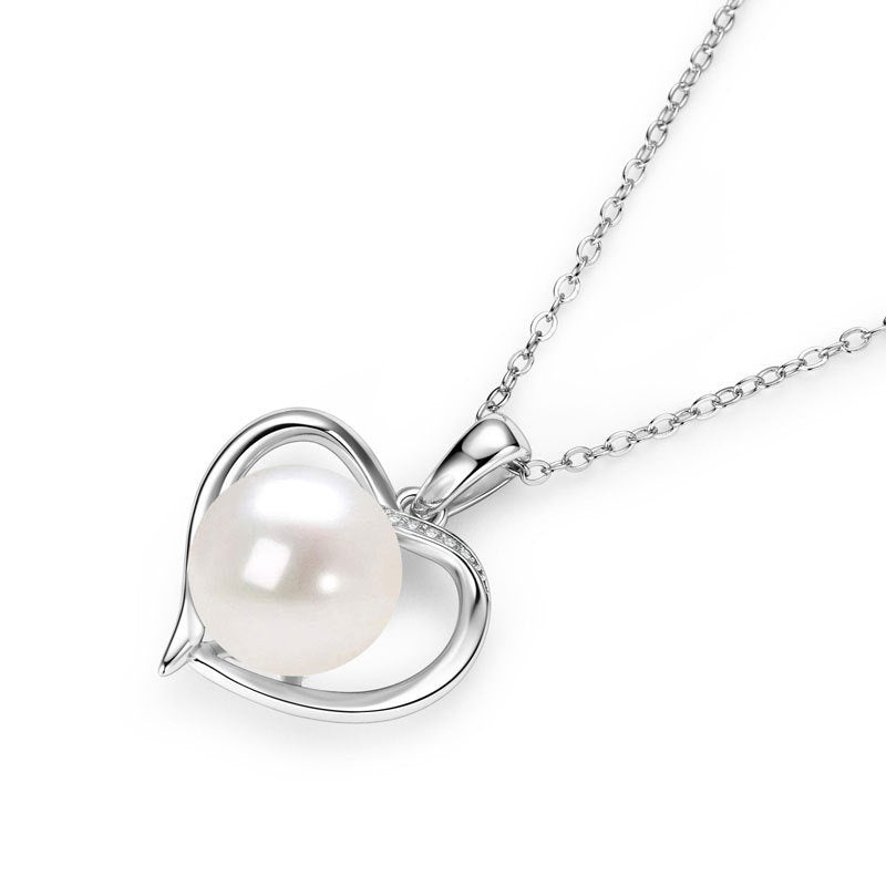 Natural Pearl Heart Necklace – 925 Silver & Gold-Plated Elegant Pendant