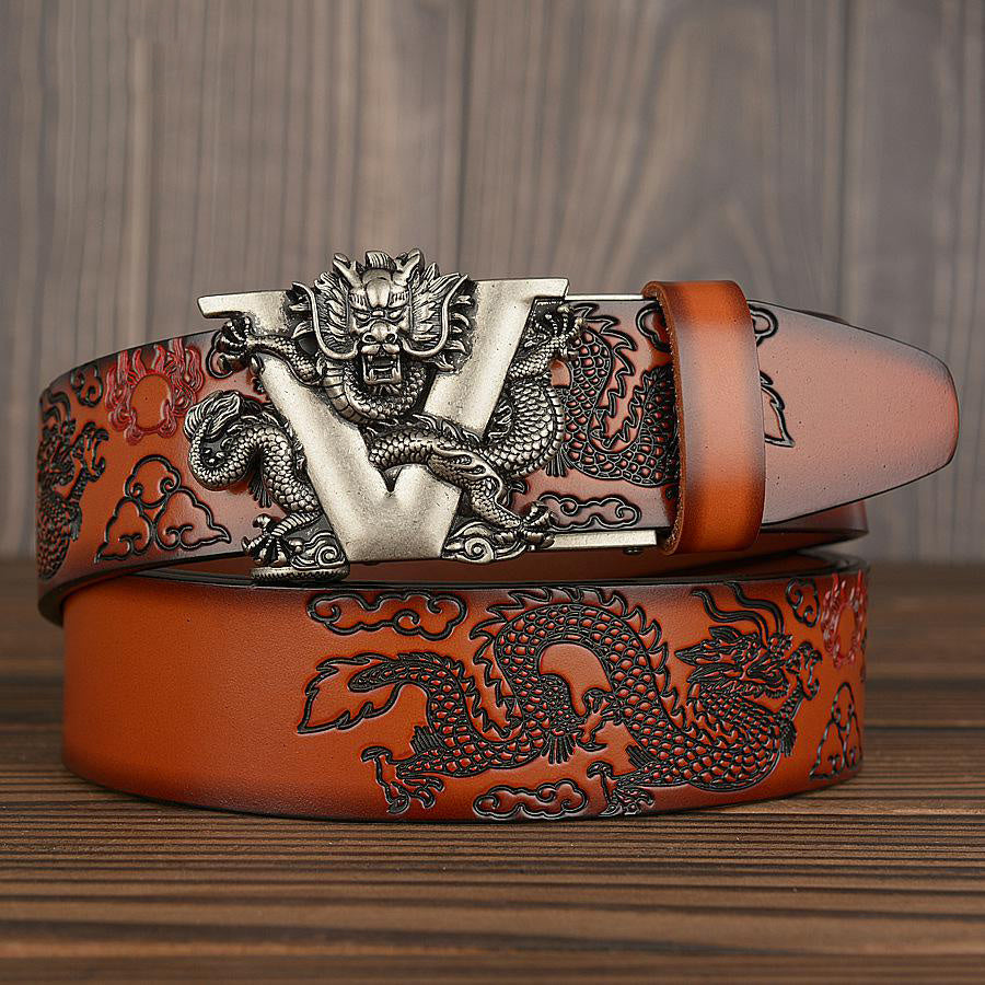 Men’s Dragon Buckle Leather Belt – Exclusive Luxury Edition