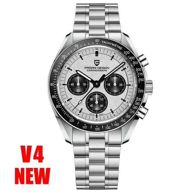 Luxury Multi-Function Black & Silver Men’s Watch – Waterproof Quartz Calendar Timepiece