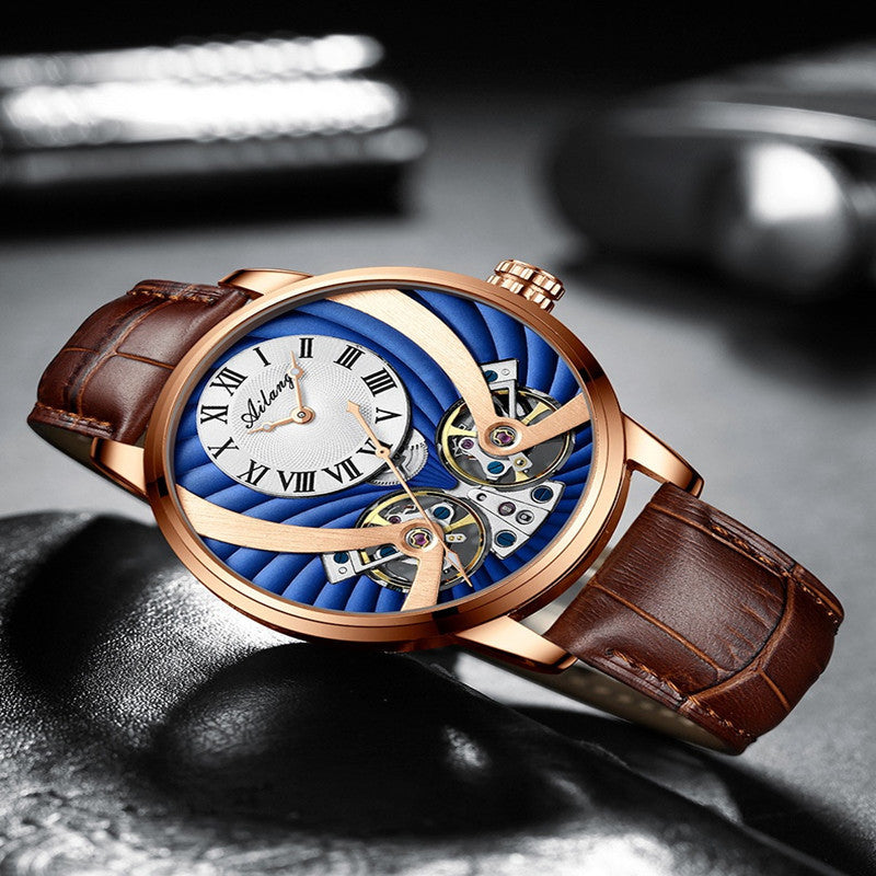 Luxury Skeleton Automatic Men’s Mechanical Watch – Elegant Business Style with Leather Strap
