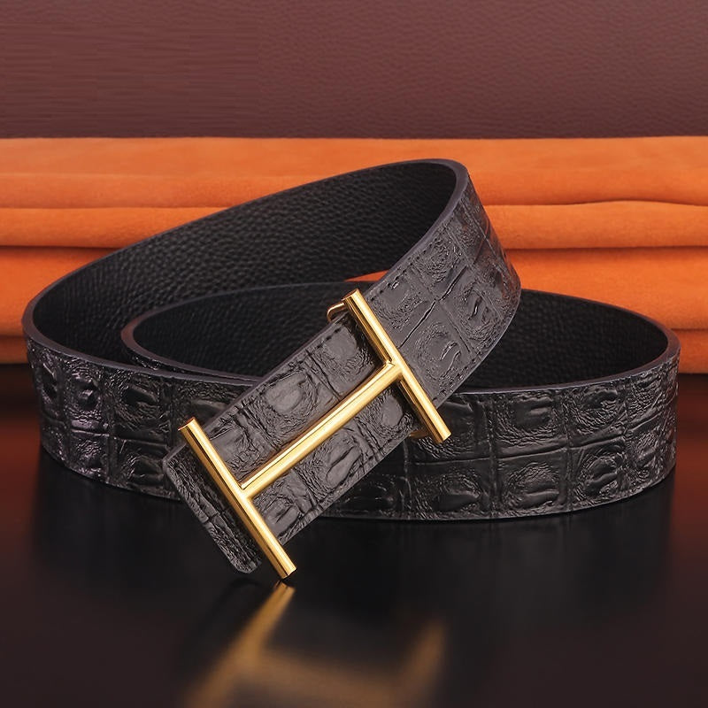 Fashion Pure Copper Buckle Leather Belt – Luxury Men’s Collection