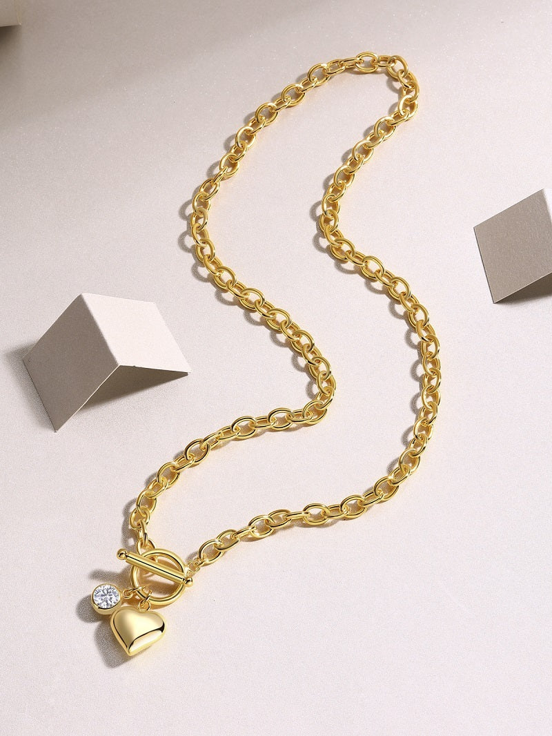 Meteor Wish – Luxury Gold Heart & Moissanite Pendant Necklace