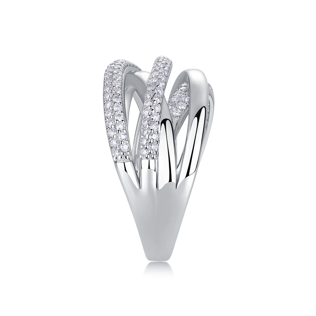 T&P Brilliant Interweave Moissanite Ring | S925 Platinum-Plated Elegance