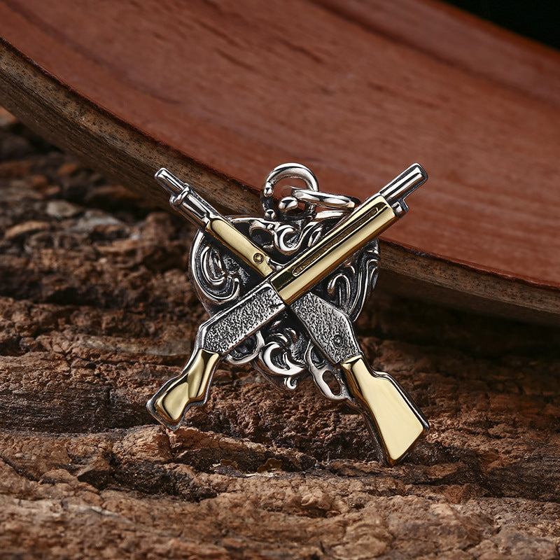 S925 Silver Dual Gun Pendant – Power & Heritage Edition | T&P Men’s Collection