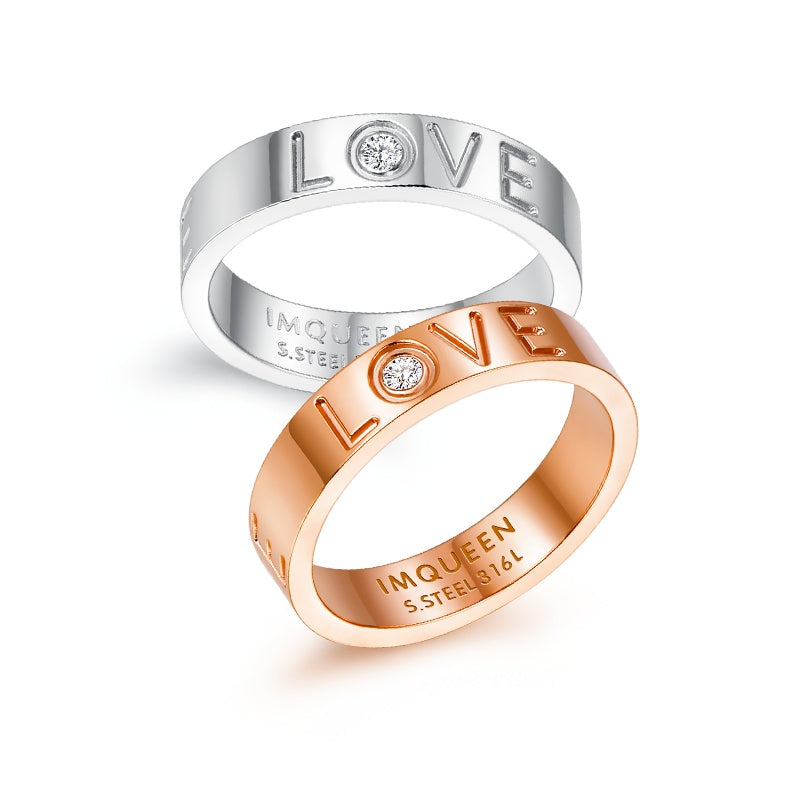 Titanium Steel LOVE Ring – Elegant Couple Jewelry Gift