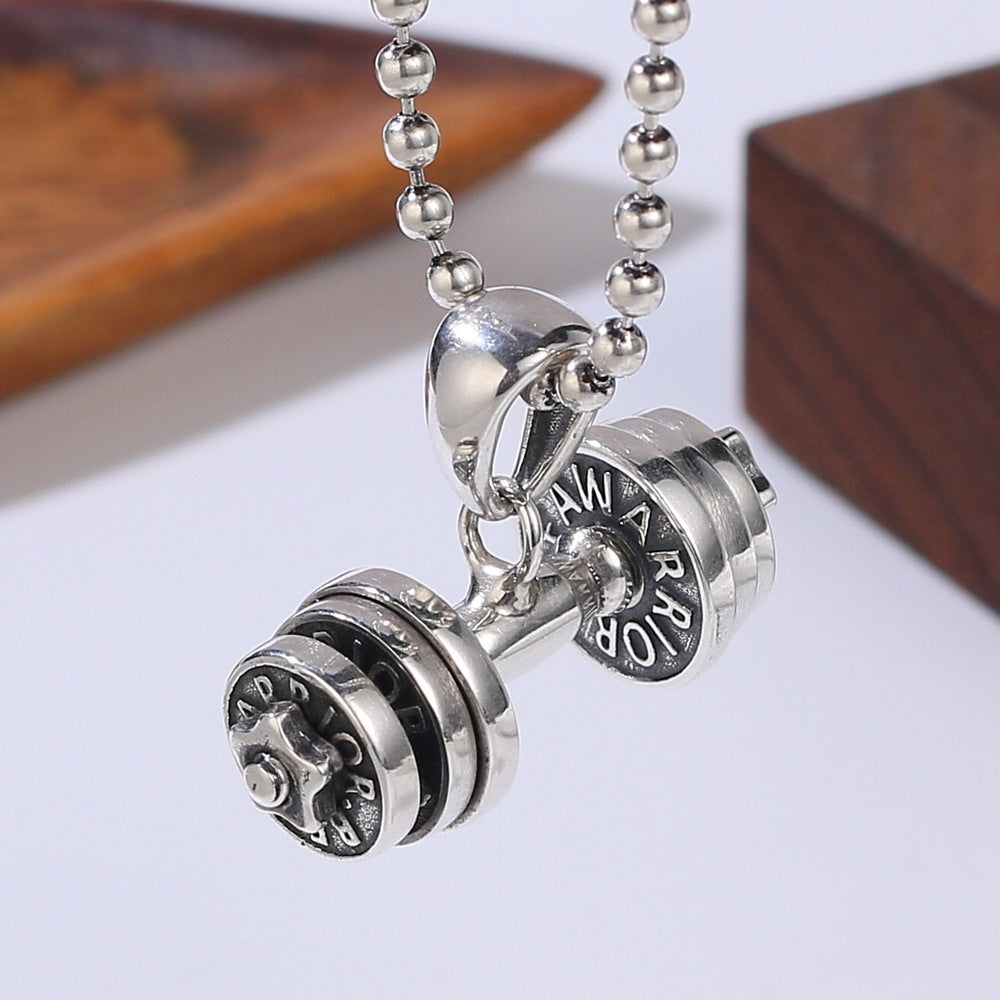 925 Silver Dumbbell Pendant – Fitness Strength Symbol for Men | T&P Men’s Vault