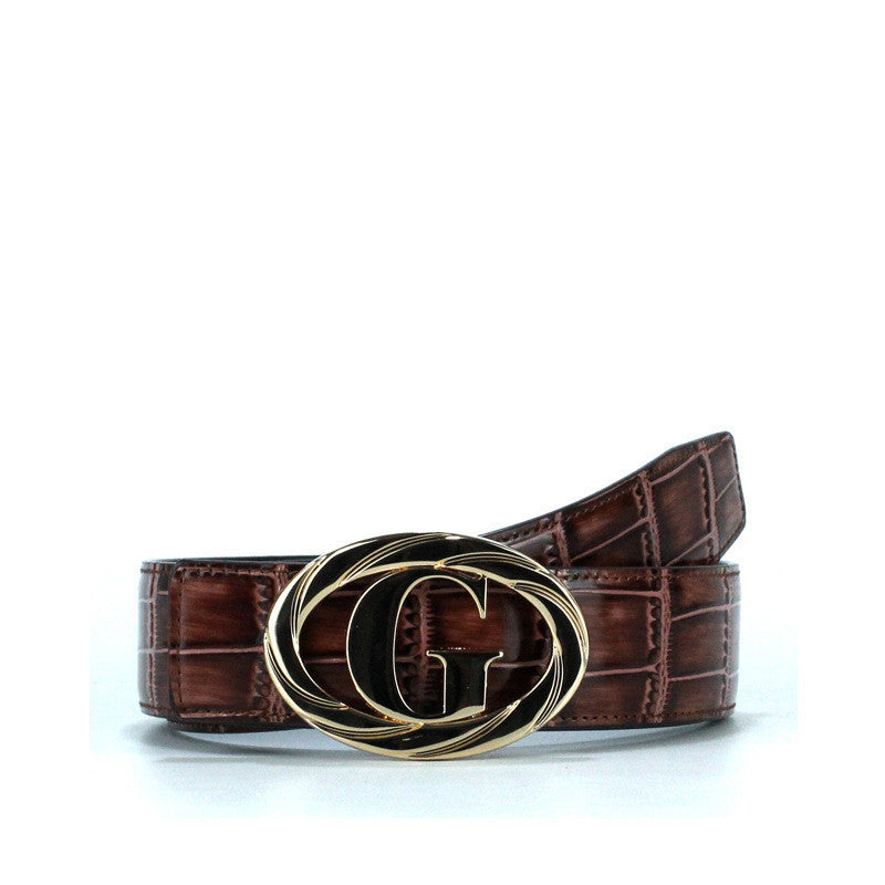 Women’s Luxury Cowhide Leather Belt with G Buckle – Fashion Collection