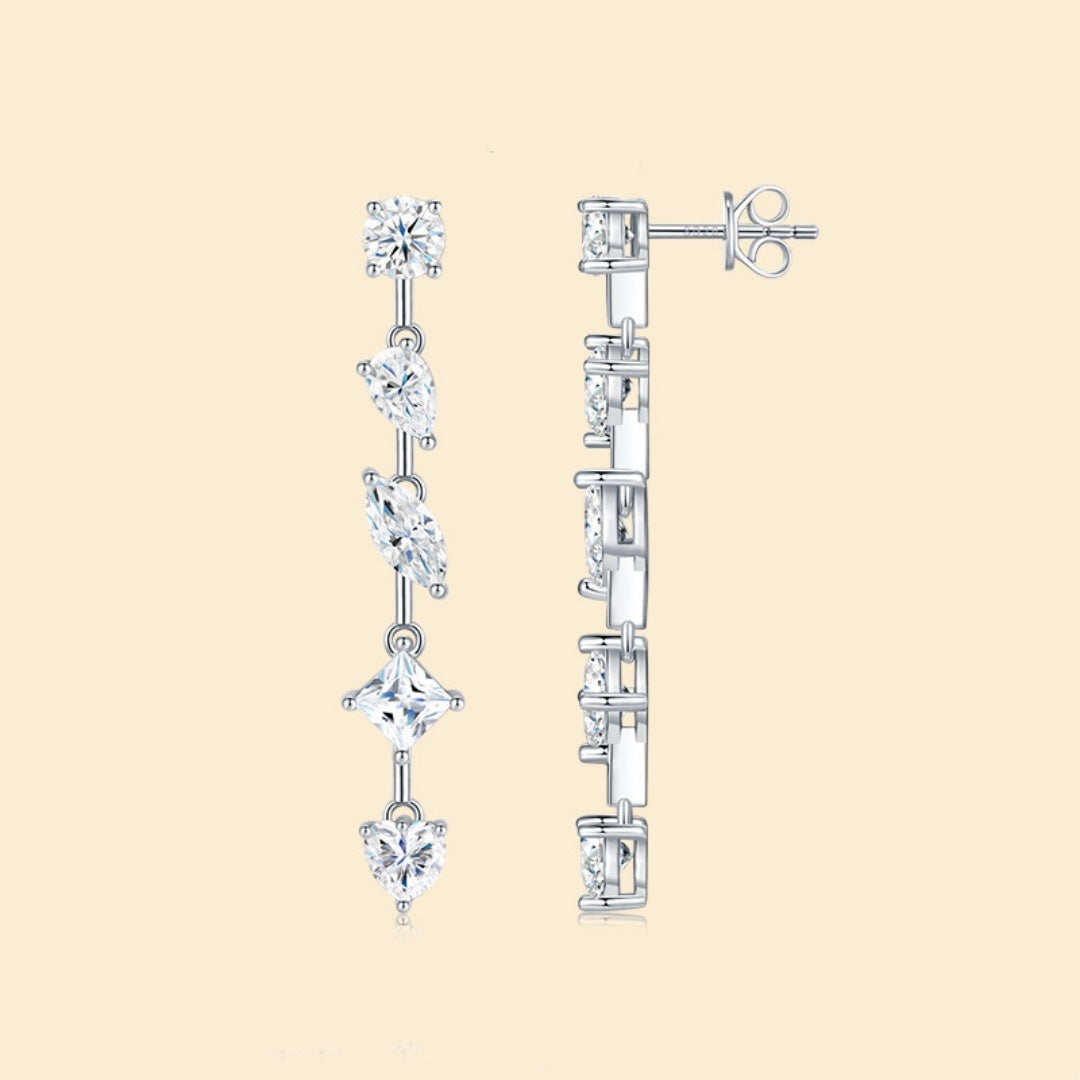 Moissanite Long Drop Earrings – 925 Sterling Silver Luxury Women’s Jewelry