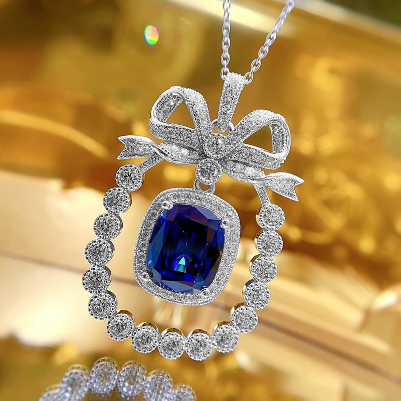 Royal Blue Sapphire Necklace – Elegant Silver Pendant | T&P Women’s Elite