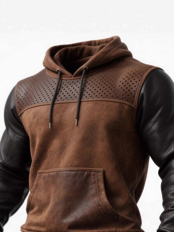 T&P Power Street Edition | Retro Leather Hooded Sweatshirt