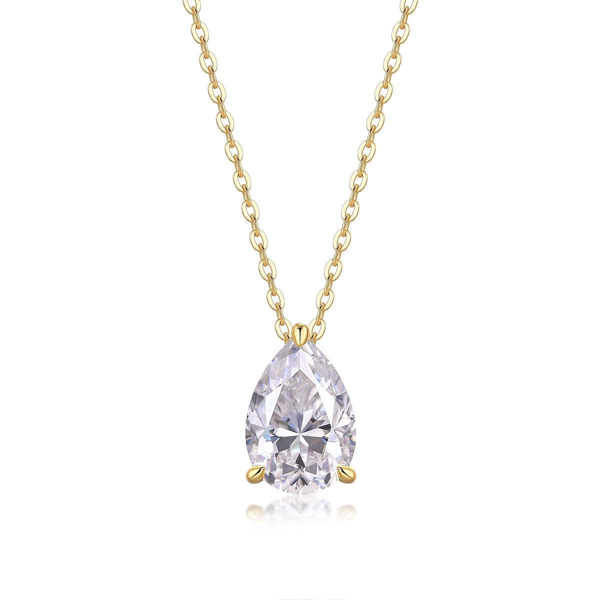 “Under the Moon” – Elegant Pear Cut Moissanite Pendant Necklace in S925 Sterling Silver & Gold Plating