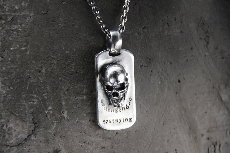 Vintage Domineering Skull Pendant – S925 Sterling Silver Gothic Statement Jewelry