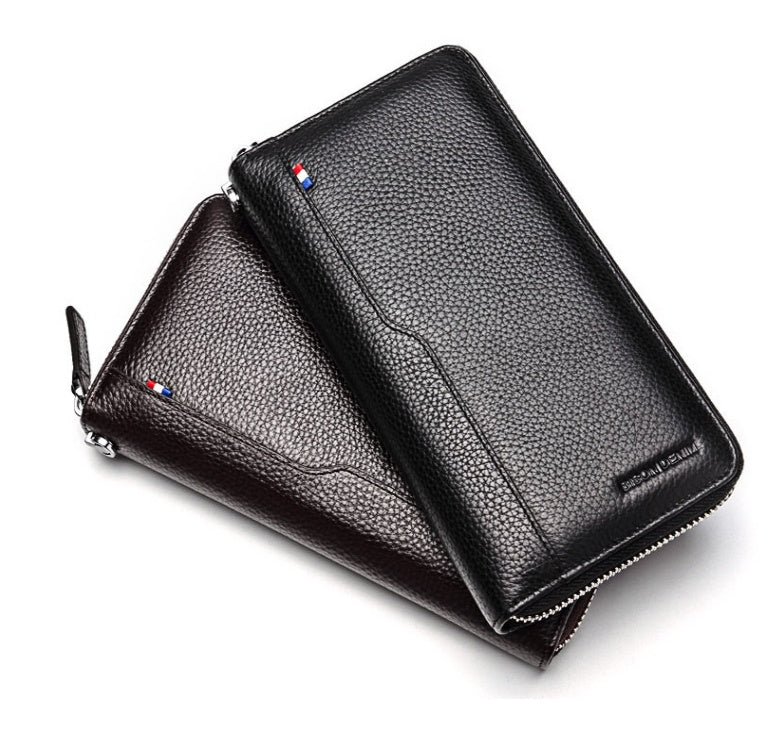 BISON Denim Large Capacity Zipper Wallet – Multi-Card Organizer for Men