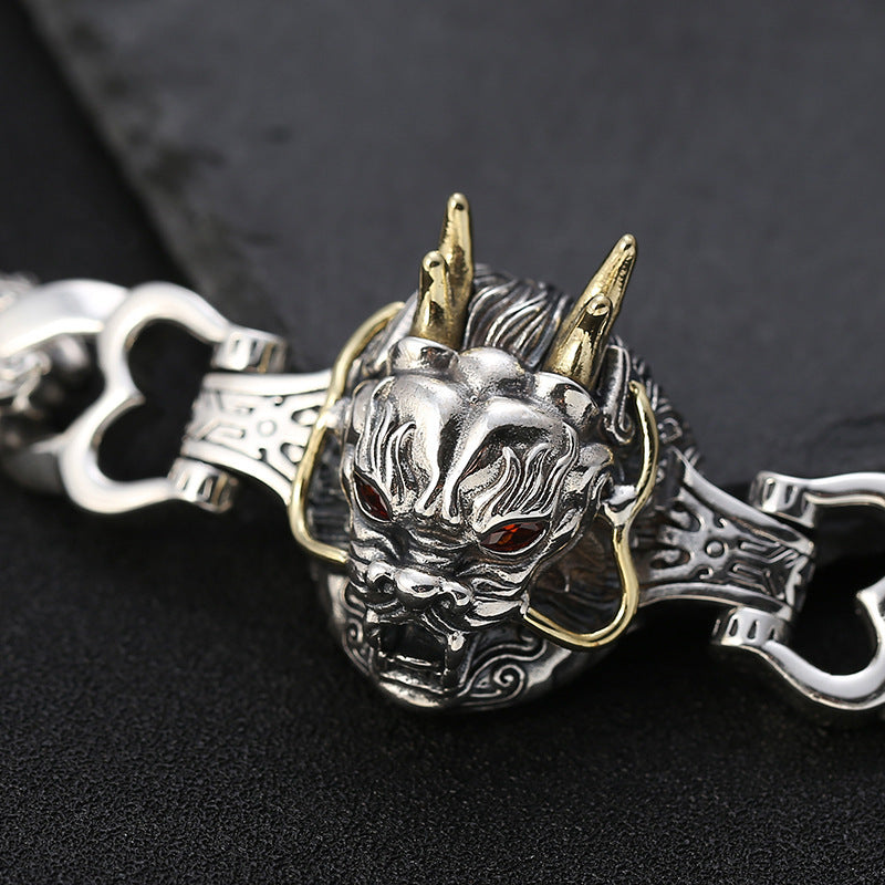 925 Silver Demon King Bracelet – Luxury Handcrafted Men’s Gothic Jewelry | T&P Alpha Line