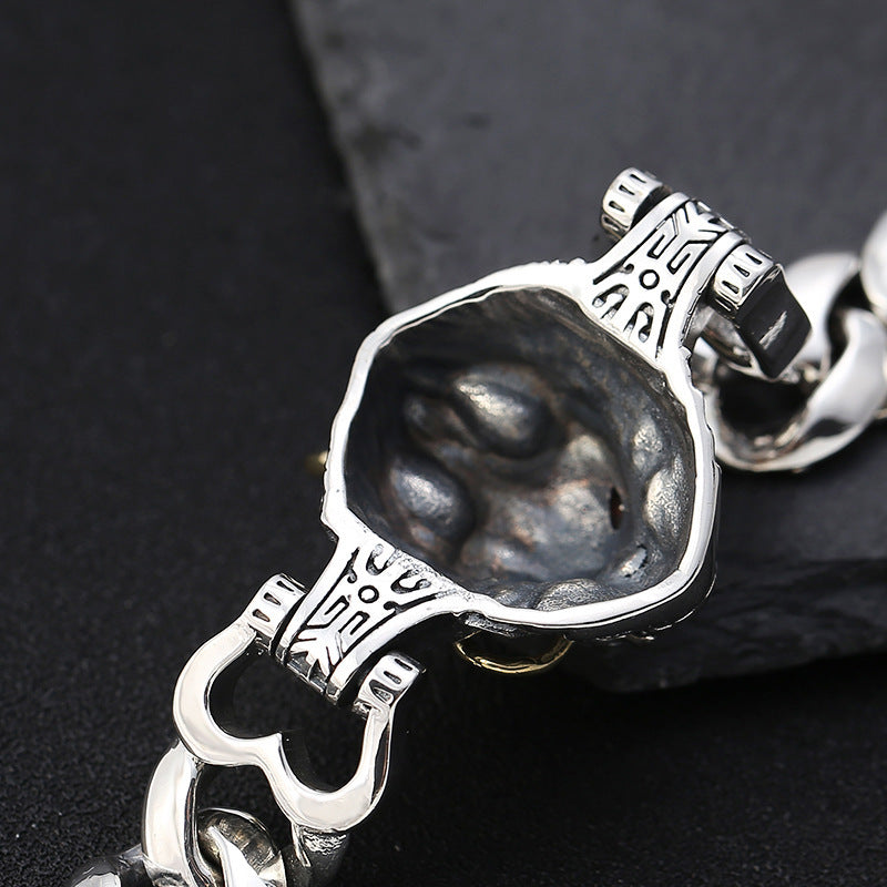 925 Silver Demon King Bracelet – Luxury Handcrafted Men’s Gothic Jewelry | T&P Alpha Line