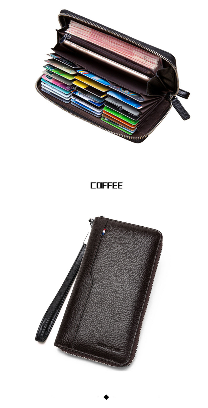 BISON Denim Large Capacity Zipper Wallet – Multi-Card Organizer for Men