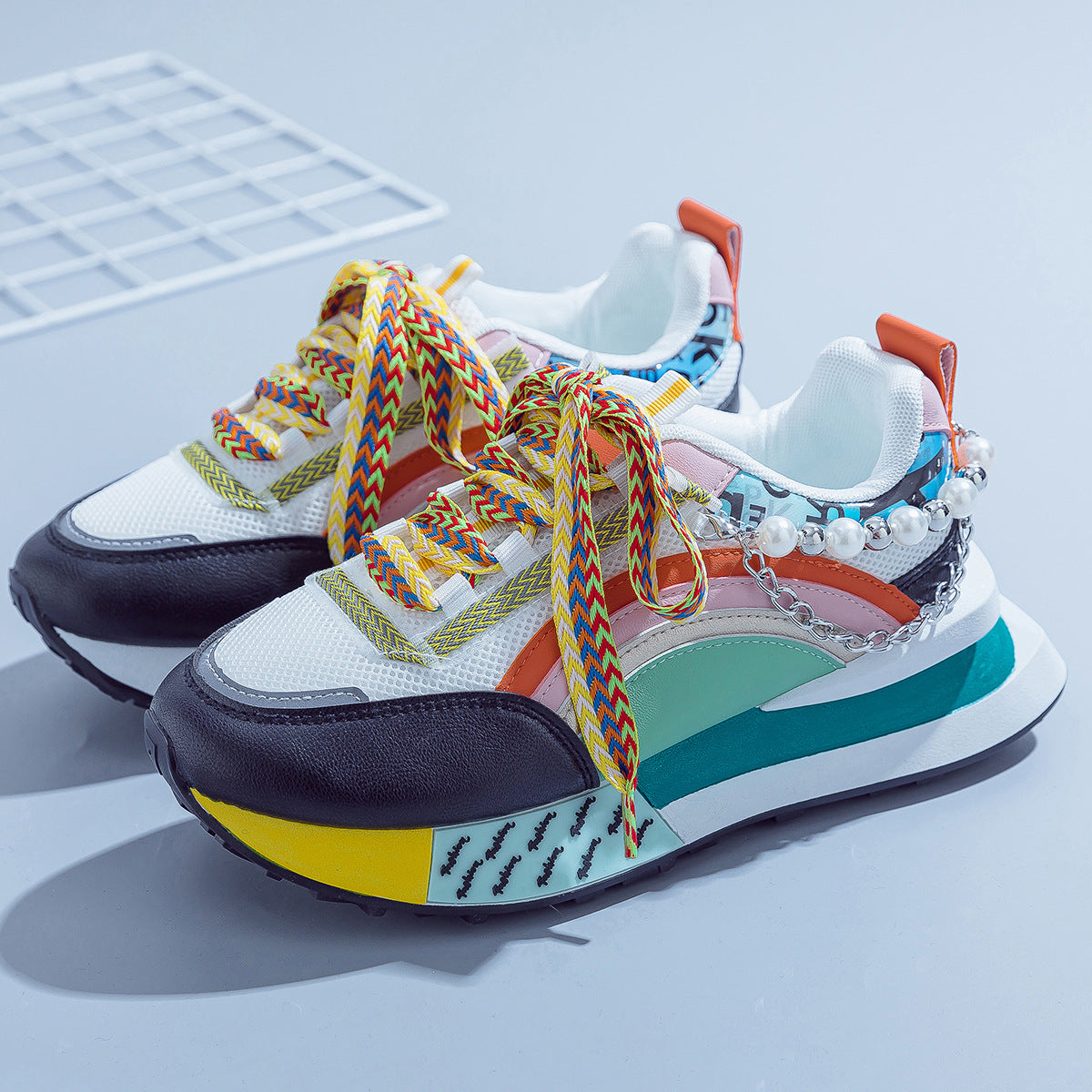 T&P CrystalMotion Sneakers – Women’s Shiny Chunky Street Sneakers