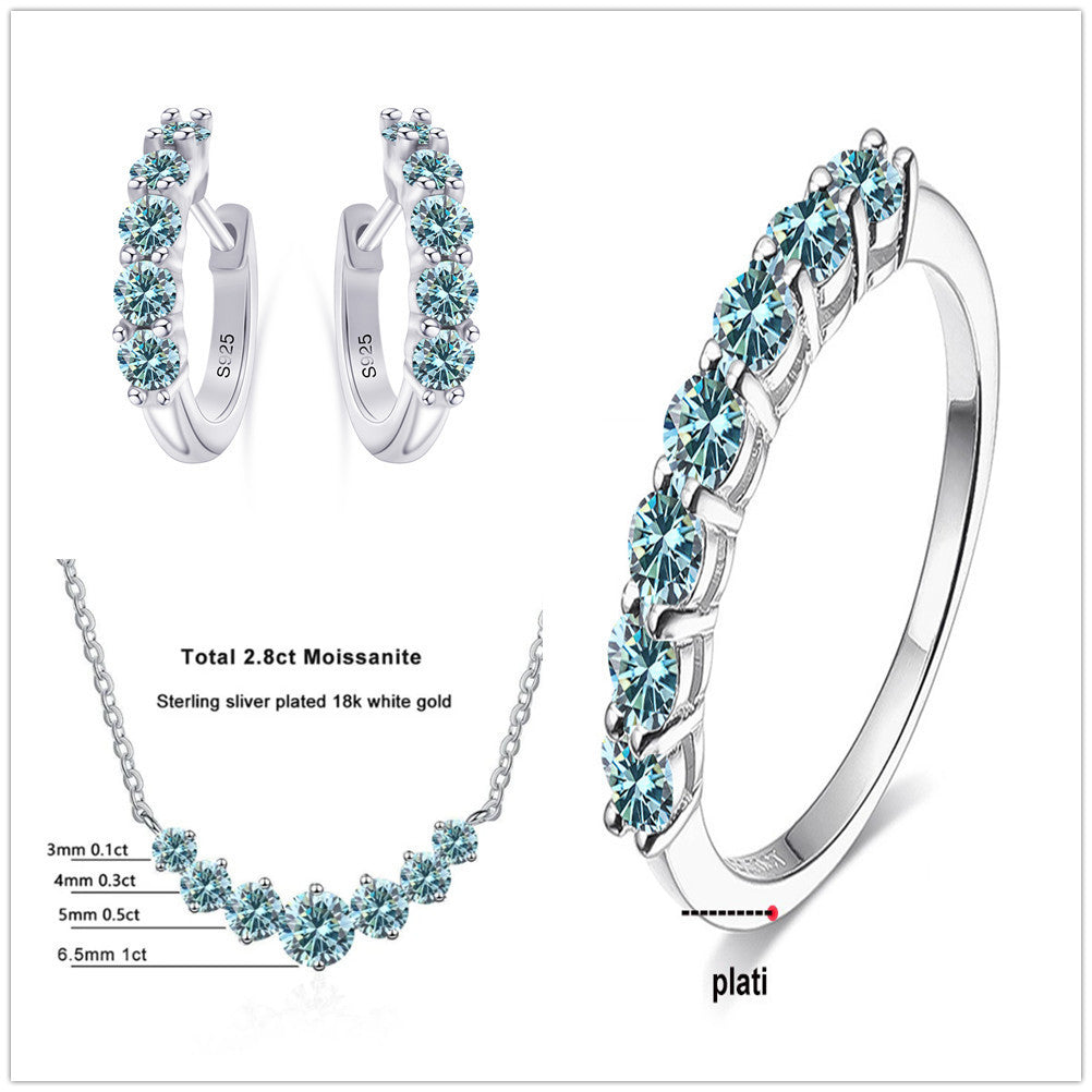 Luxury 4.5 Carat Moissanite Jewelry Set – Ring, Earrings, Bracelet & Necklace