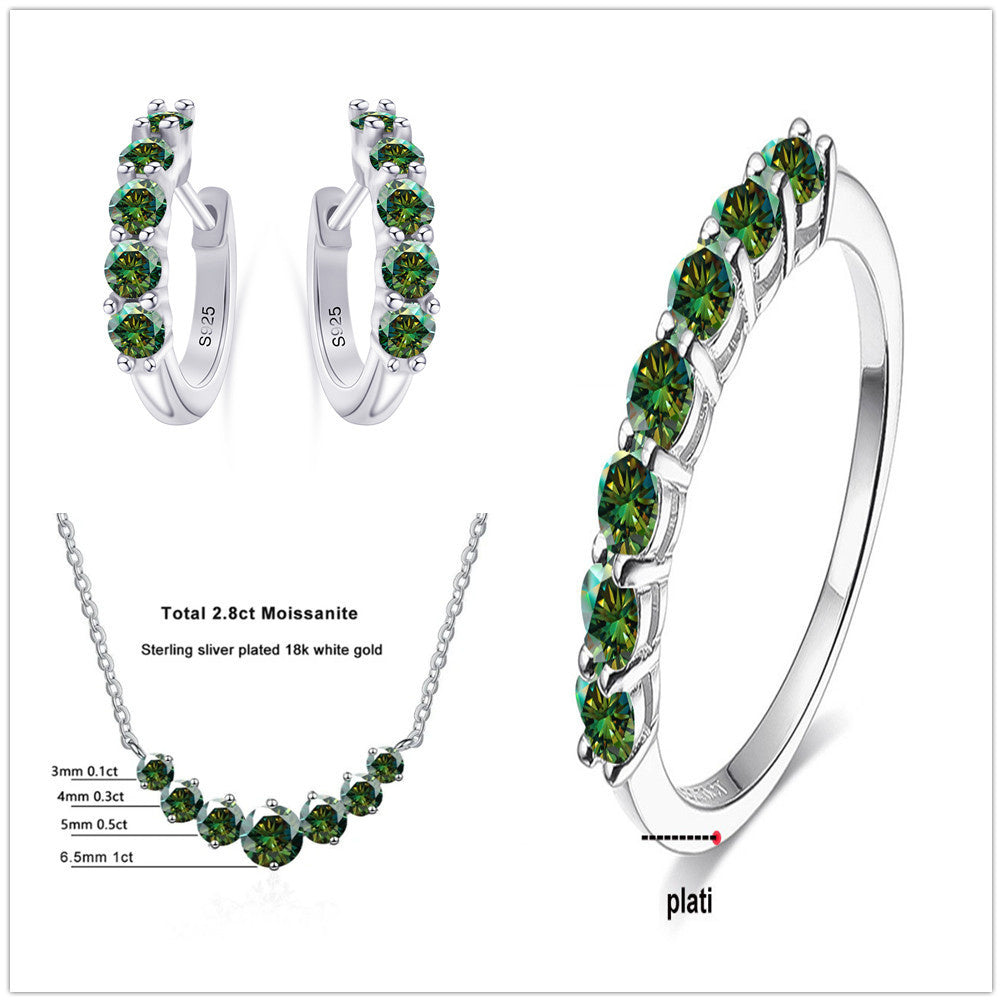Luxury 4.5 Carat Moissanite Jewelry Set – Ring, Earrings, Bracelet & Necklace