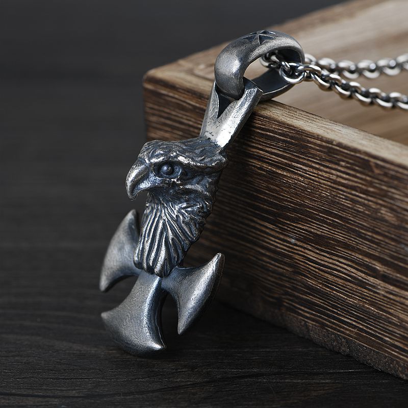 925 Silver Eagle Cross Pendant – Symbol of Strength | T&P Dark Line