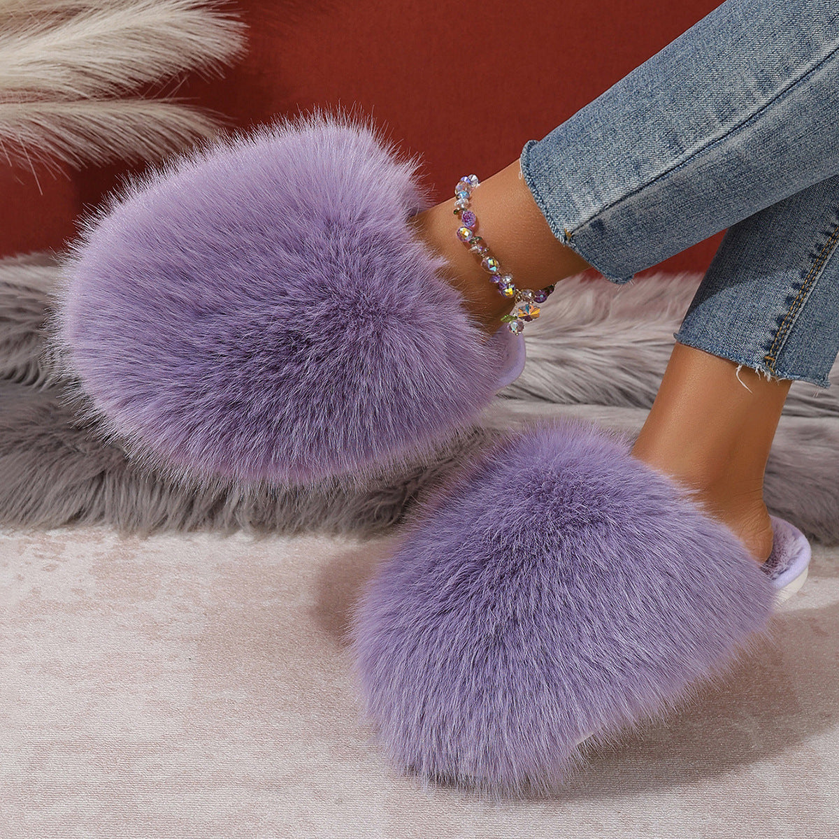 T&P Fluffy Fur Slippers – WOMEN Cozy Home Slippers