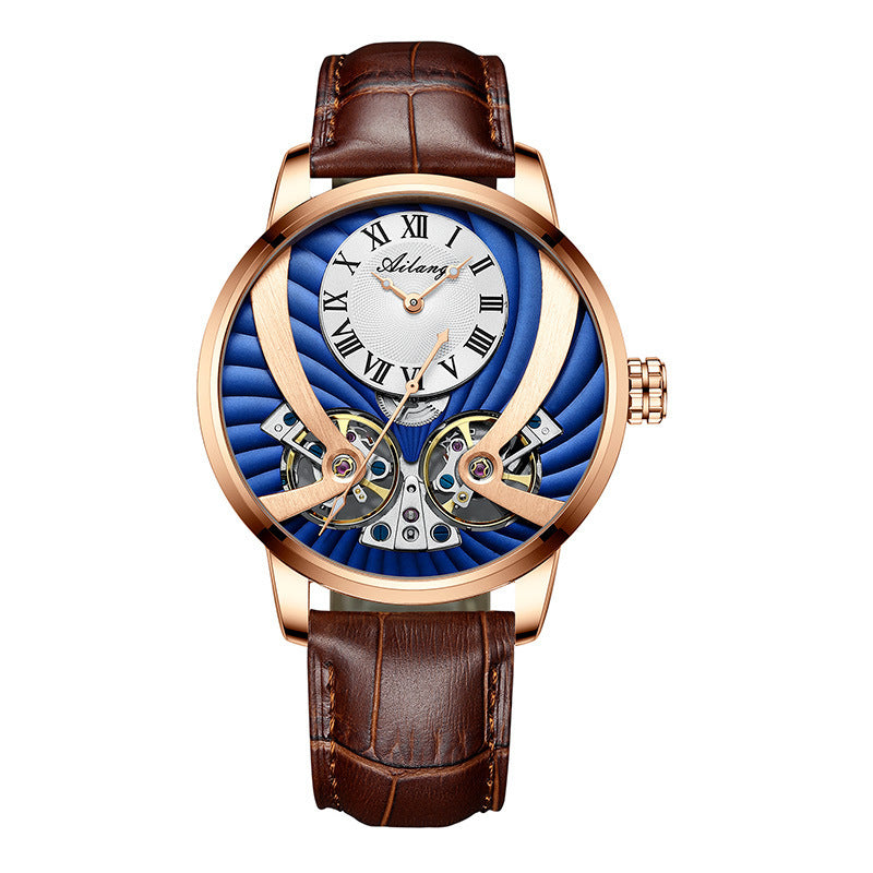 Luxury Skeleton Automatic Men’s Mechanical Watch – Elegant Business Style with Leather Strap
