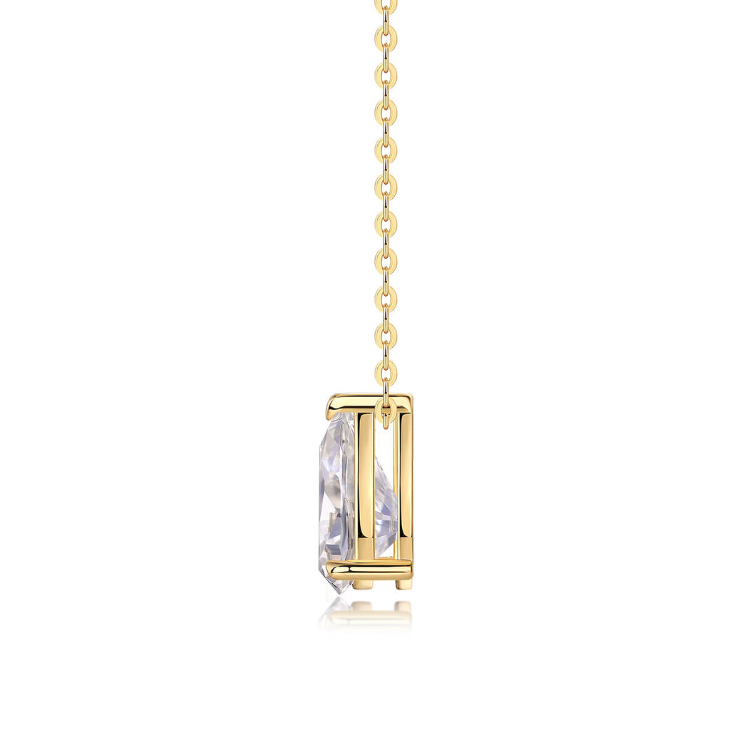 “Under the Moon” – Elegant Pear Cut Moissanite Pendant Necklace in S925 Sterling Silver & Gold Plating