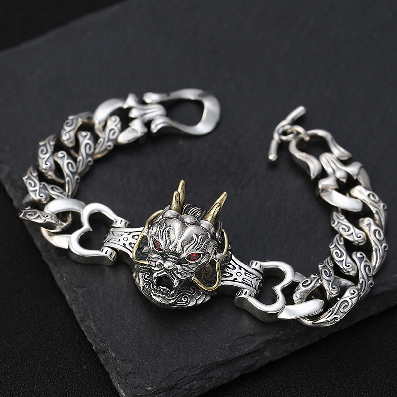 925 Silver Demon King Bracelet – Luxury Handcrafted Men’s Gothic Jewelry | T&P Alpha Line