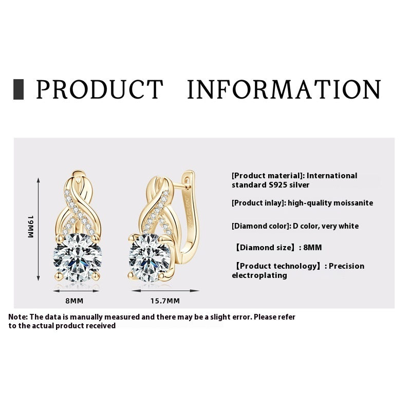 Moissanite Infinity Twist Earrings – 925 Sterling Silver Luxury Jewelry