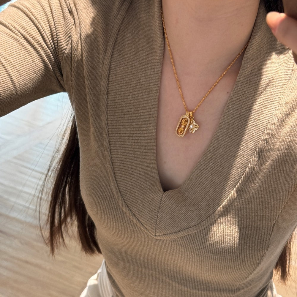 T&P Golden Grace Double Pendant Necklace | 925 Gold-Plated Elegance