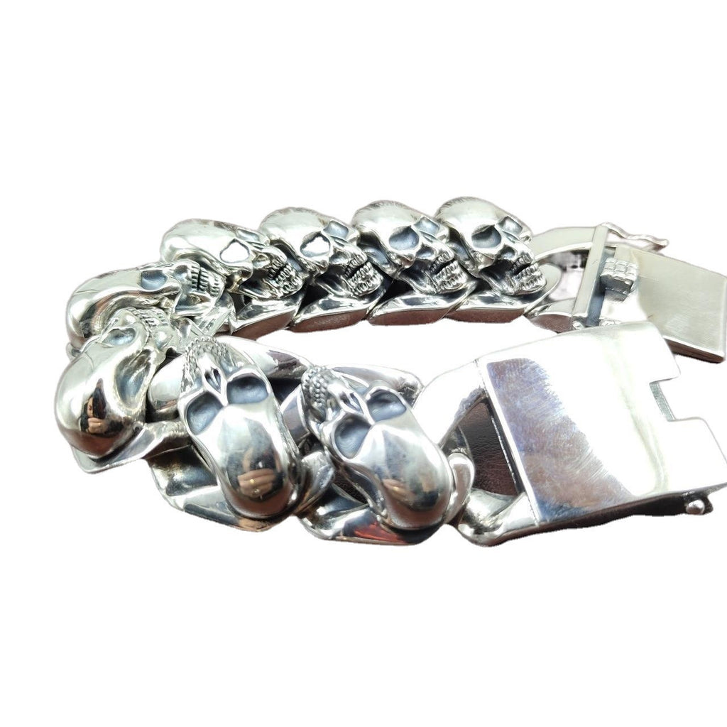 Titanium Skull Dominion Bracelet – 925 Sterling Silver (205g)