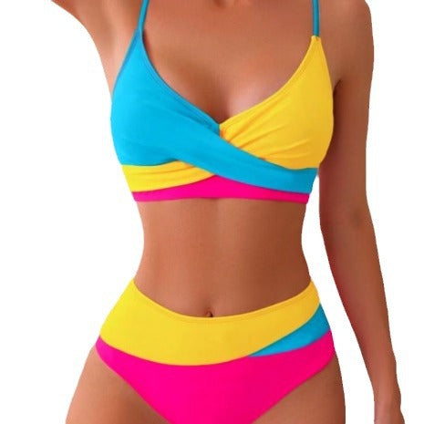 T&P ColorFusion Bikini – High-Waist Color Block Swimsuit