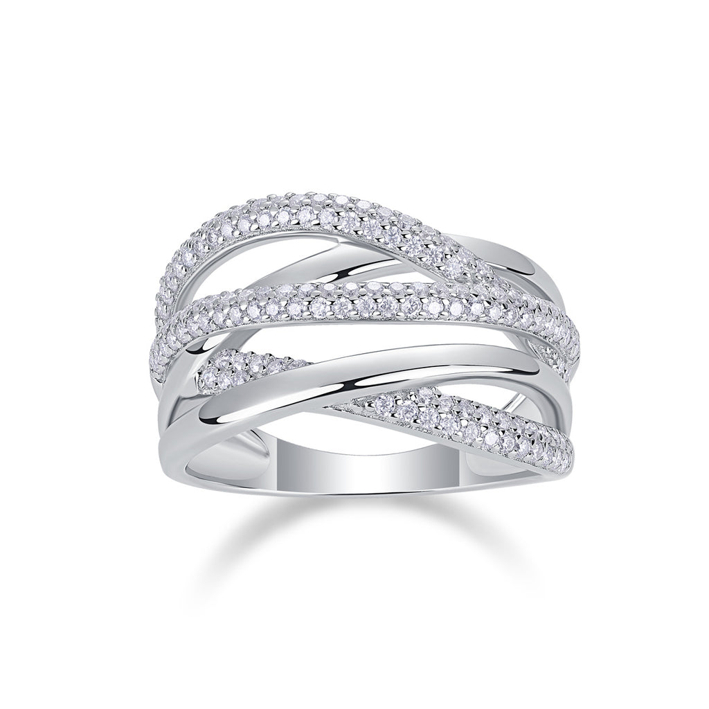 T&P Brilliant Interweave Moissanite Ring | S925 Platinum-Plated Elegance