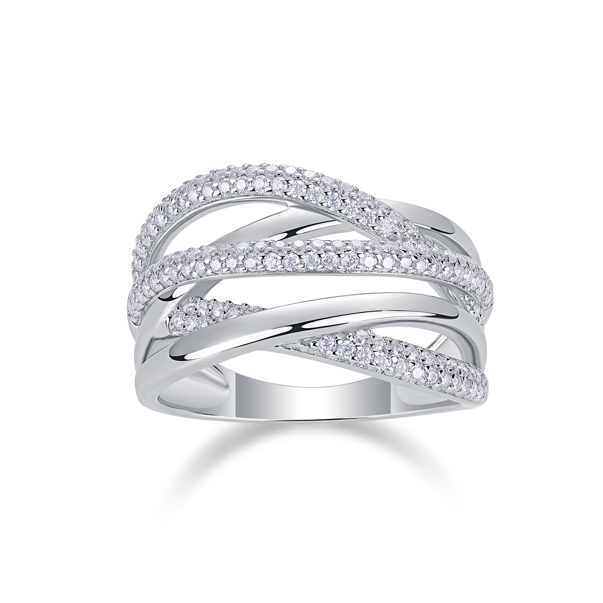 T&P Brilliant Interweave Moissanite Ring | S925 Platinum-Plated Elegance