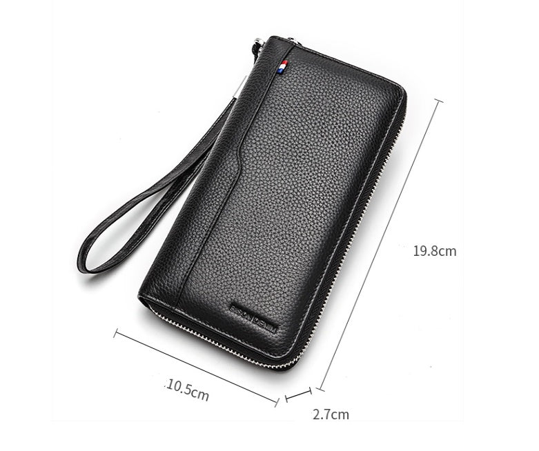 BISON Denim Large Capacity Zipper Wallet – Multi-Card Organizer for Men