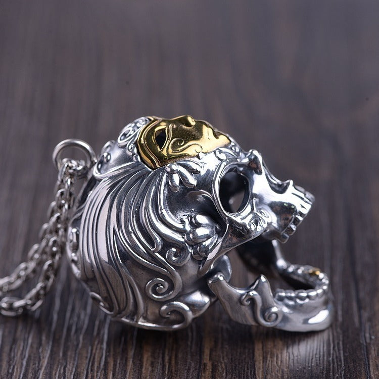 Golden Mask Skull Pendant – 925 Silver Men’s Luxury Necklace | T&P Men’s Collection