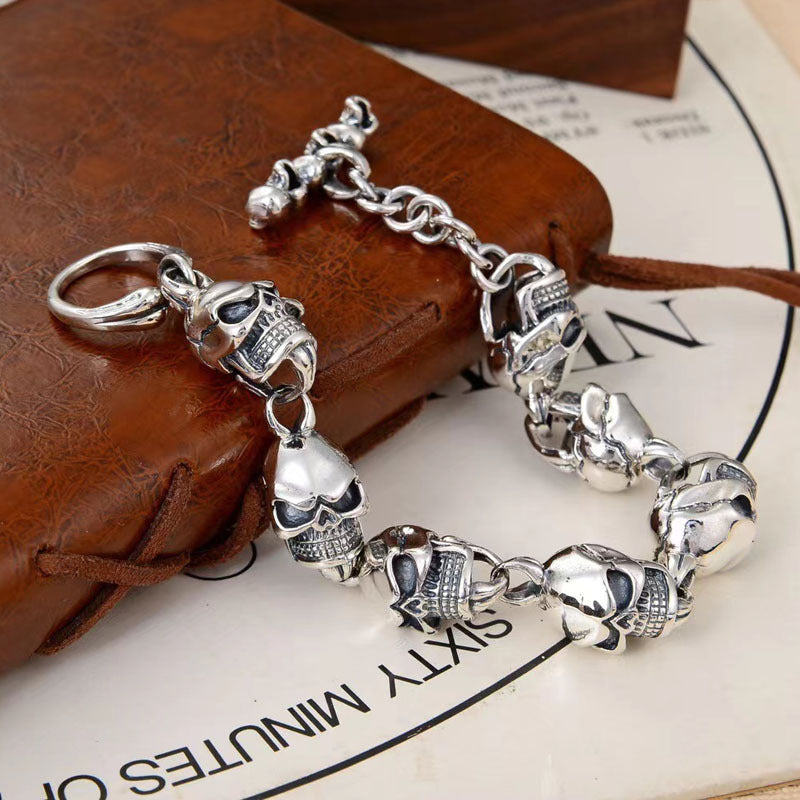 Dark Titan Bracelet – 12mm 925 Sterling Silver Skull Chain