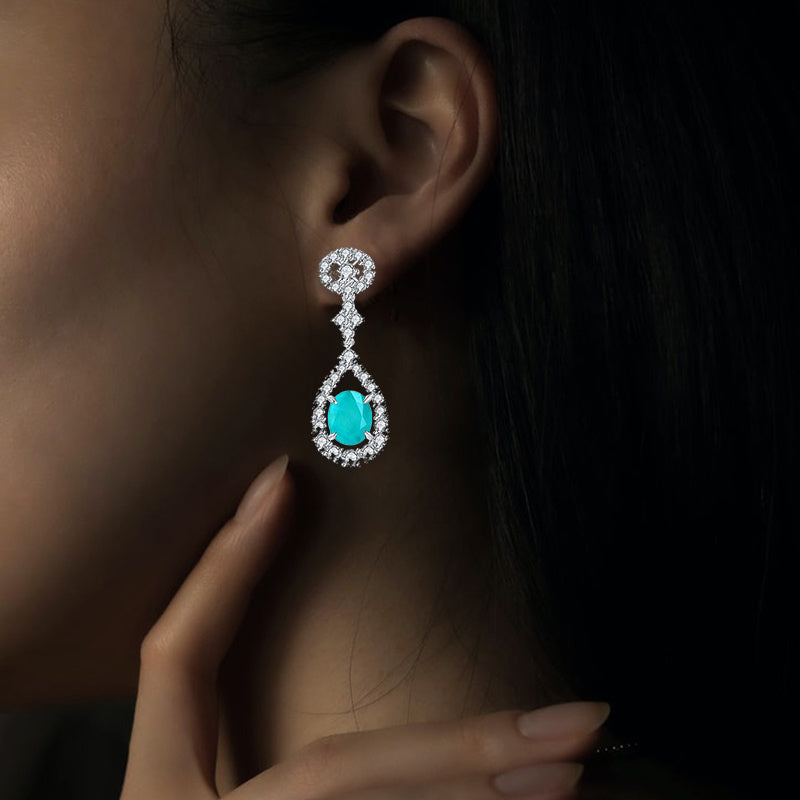 Luxury Women’s Earrings – Gift Boxed Blue Crystal Drop Design