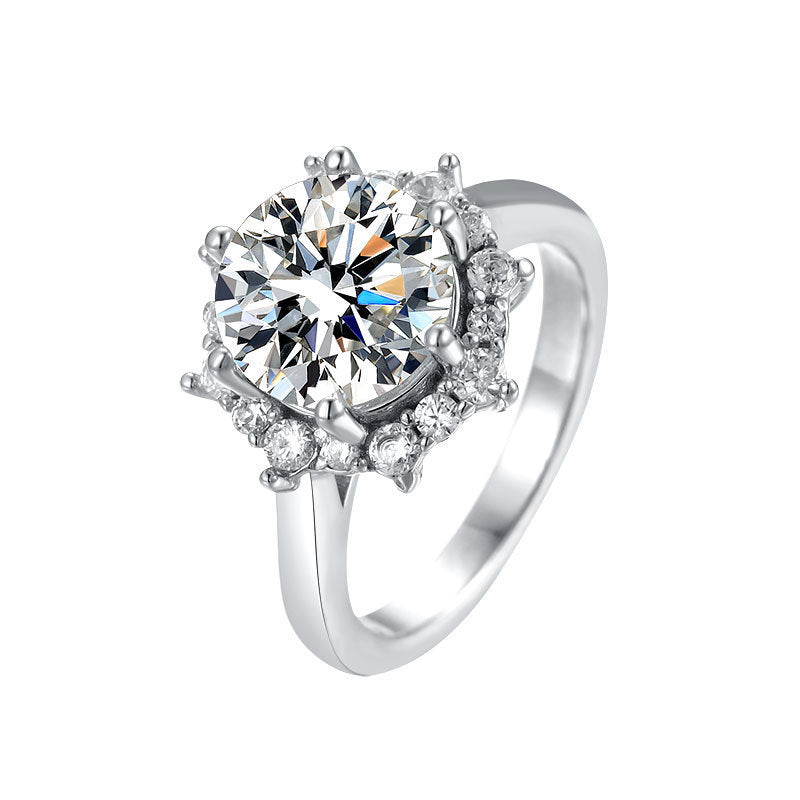 925 Sterling Silver Halo Zircon Ring – Luxury Engagement & Wedding Jewelry