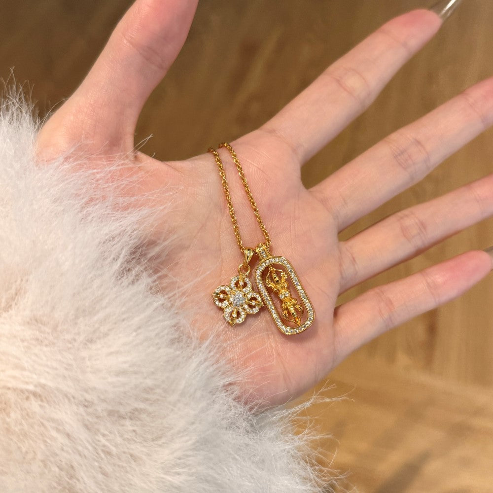 T&P Golden Grace Double Pendant Necklace | 925 Gold-Plated Elegance