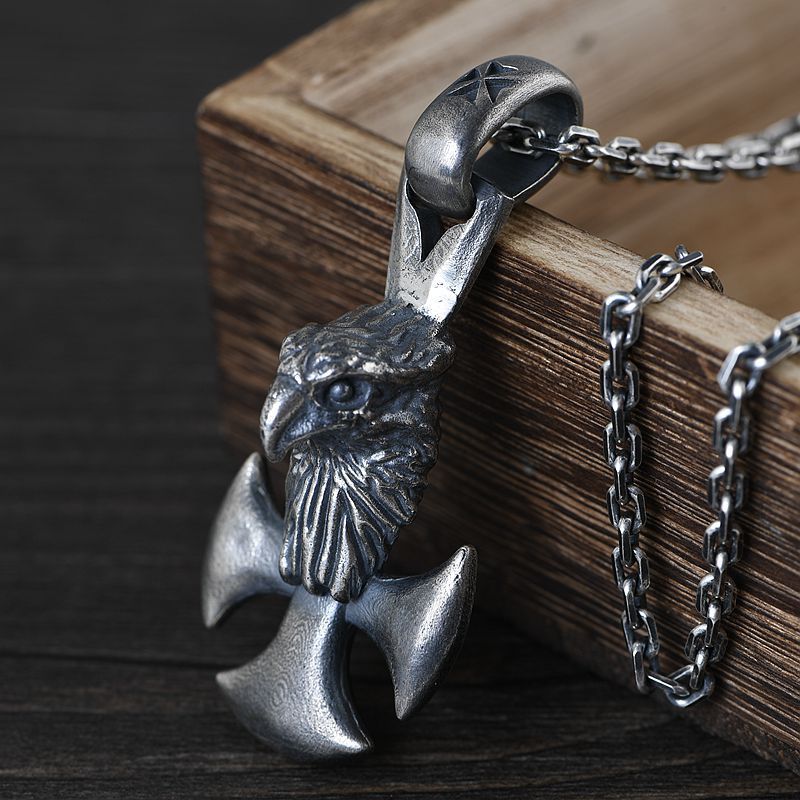925 Silver Eagle Cross Pendant – Symbol of Strength | T&P Dark Line