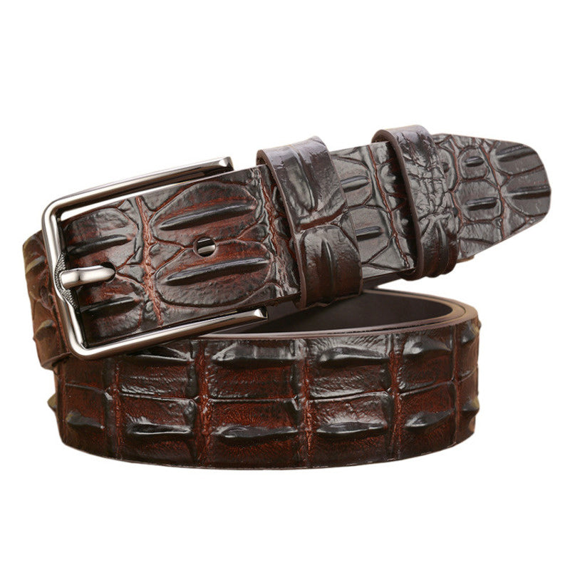 Luxury Crocodile Pattern Leather Belt – Classic Men’s Collection