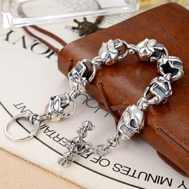 Dark Titan Bracelet – 12mm 925 Sterling Silver Skull Chain