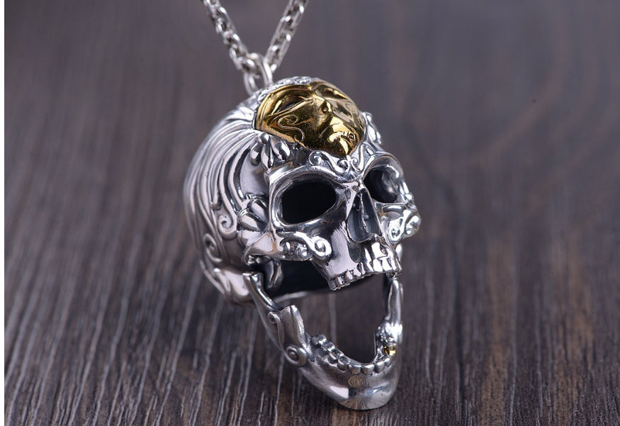 Golden Mask Skull Pendant – 925 Silver Men’s Luxury Necklace | T&P Men’s Collection