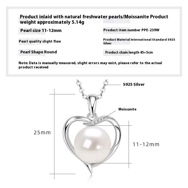 Natural Pearl Heart Necklace – 925 Silver & Gold-Plated Elegant Pendant